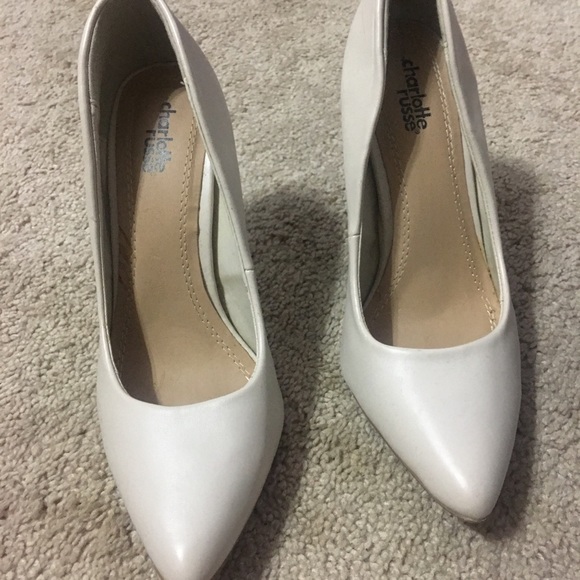 Charlotte Russe beige heels with gold accent - Picture 4 of 4
